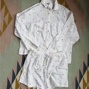 H&M pajama set with blue cherries